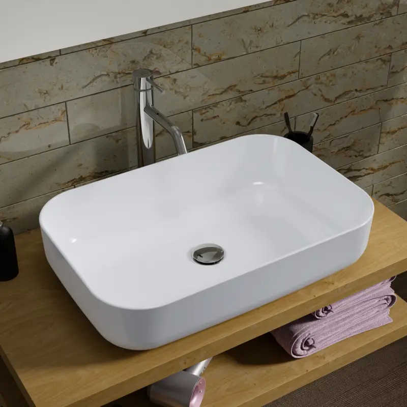 Lavabo da appoggio 61x41x13,5 in ceramica bianco lucido | Iseo Bestseller